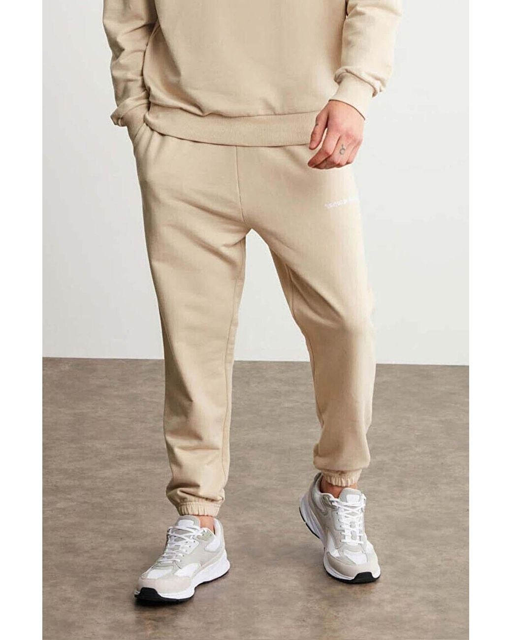 Grimelange Natural Elastic Waist Long Joggers for men