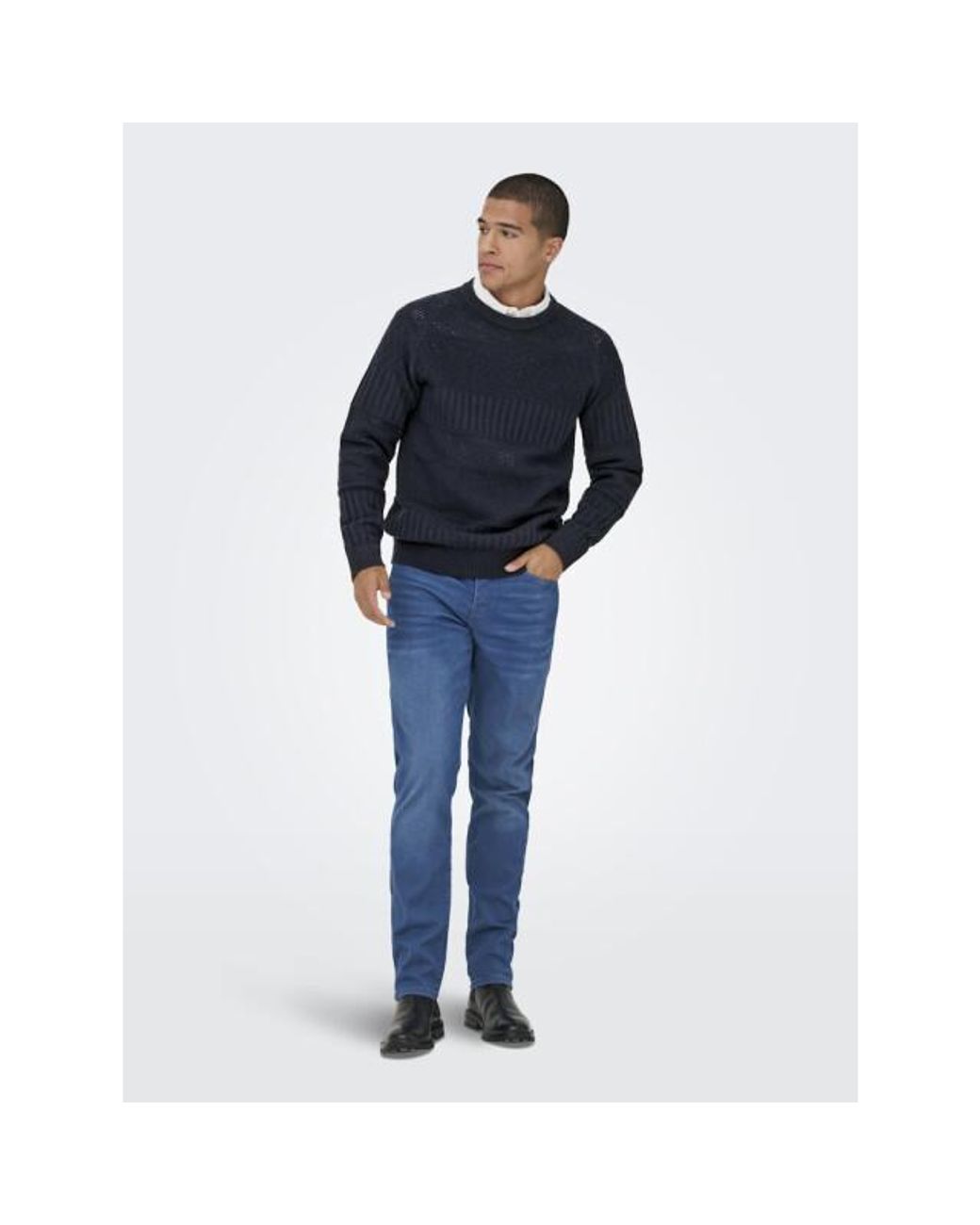 Only & Sons Onsalkan Reg Crew Knit in het Blue voor heren