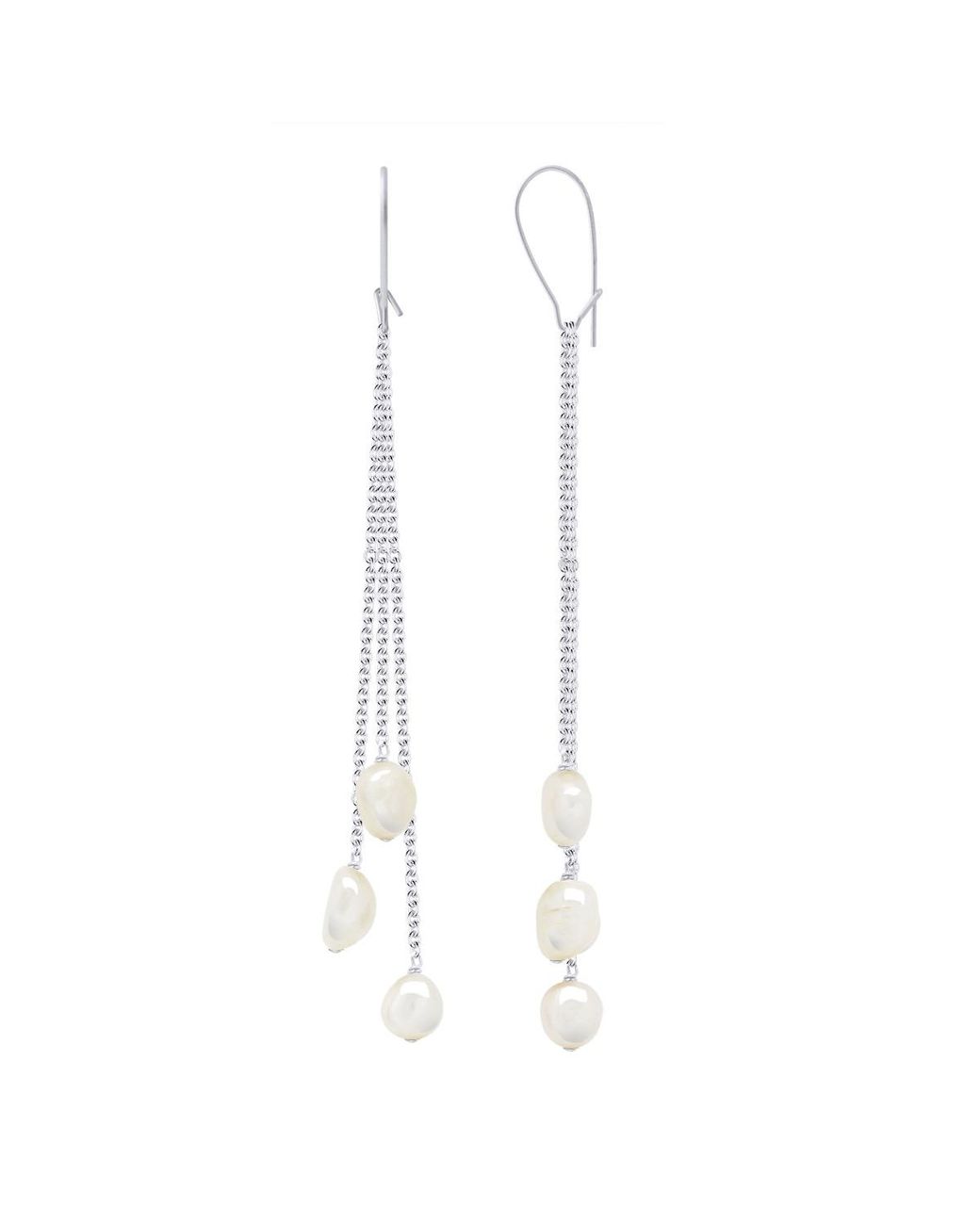 Ateliers Saint Germain White Earrings Real Cultured Freshwater Pearls Baroque 6-7 Mm