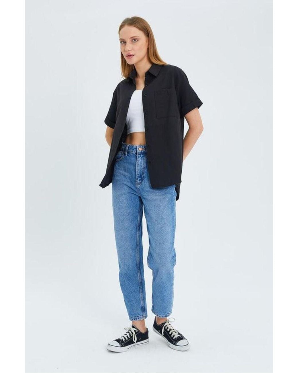 MixRay Blue Short Sleeve Shirt With Pockets