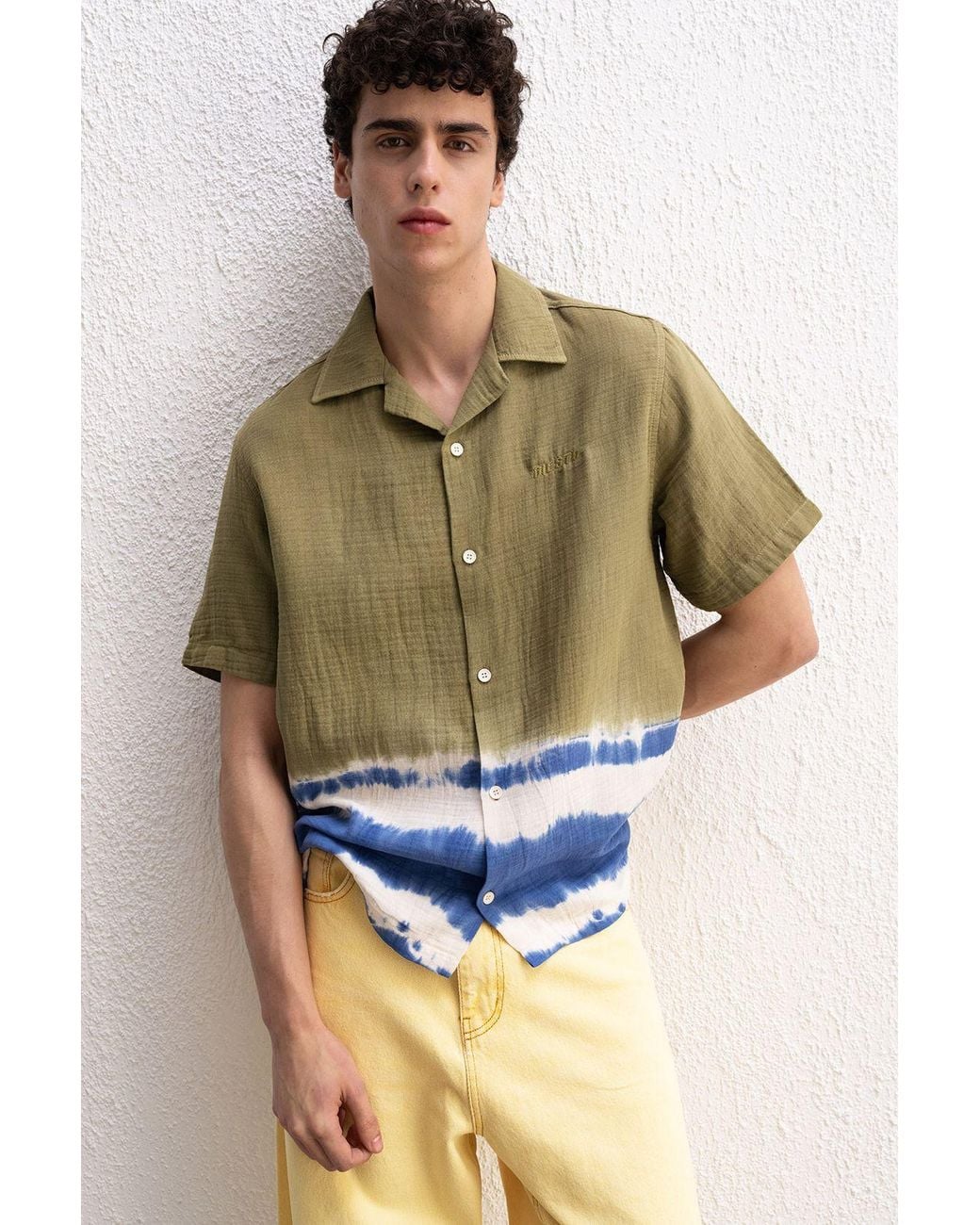 Giesto Green Short Sleeve Tie-Dye Shirt for men