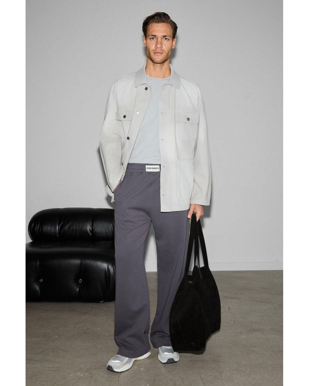 Grimelange Multicolor Wide Leg Plain Joggers for men