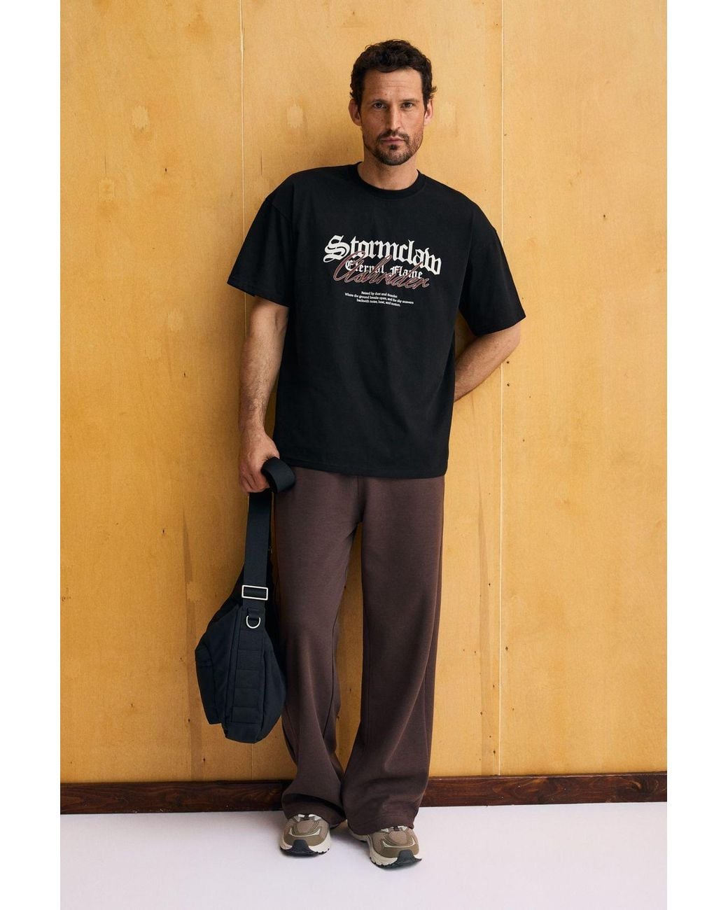 Grimelange Blue Wide Leg Plain Joggers for men