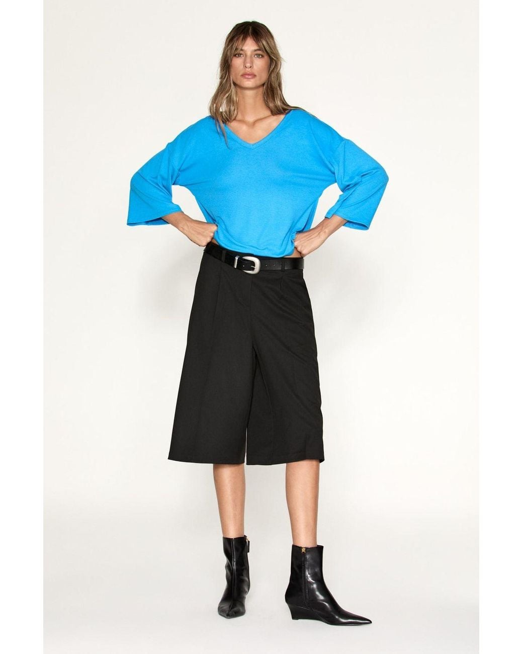 Grimelange Blue Regular Fit Straight-Leg Pants