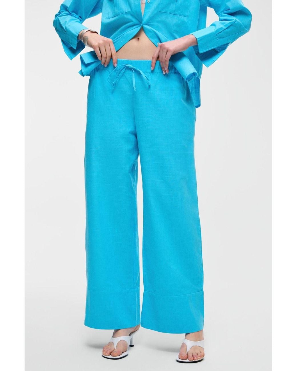 Grimelange Blue High Waist Wide Leg Trousers