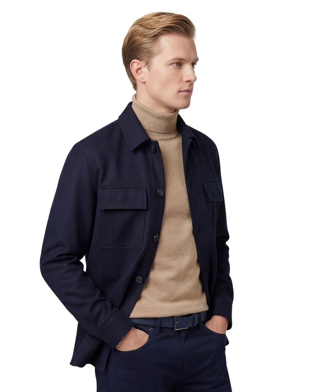 Profuomo Cutaway Overshirt in het Blue voor heren