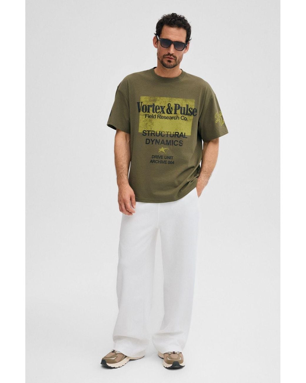 Grimelange White Wide Leg Plain Joggers for men