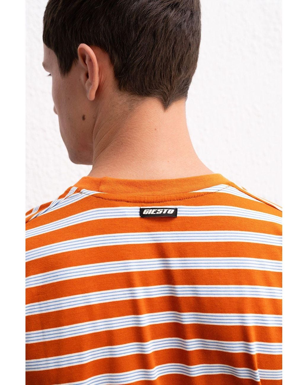 Giesto Red Slim Fit Striped Crew Neck T-Shirt for men