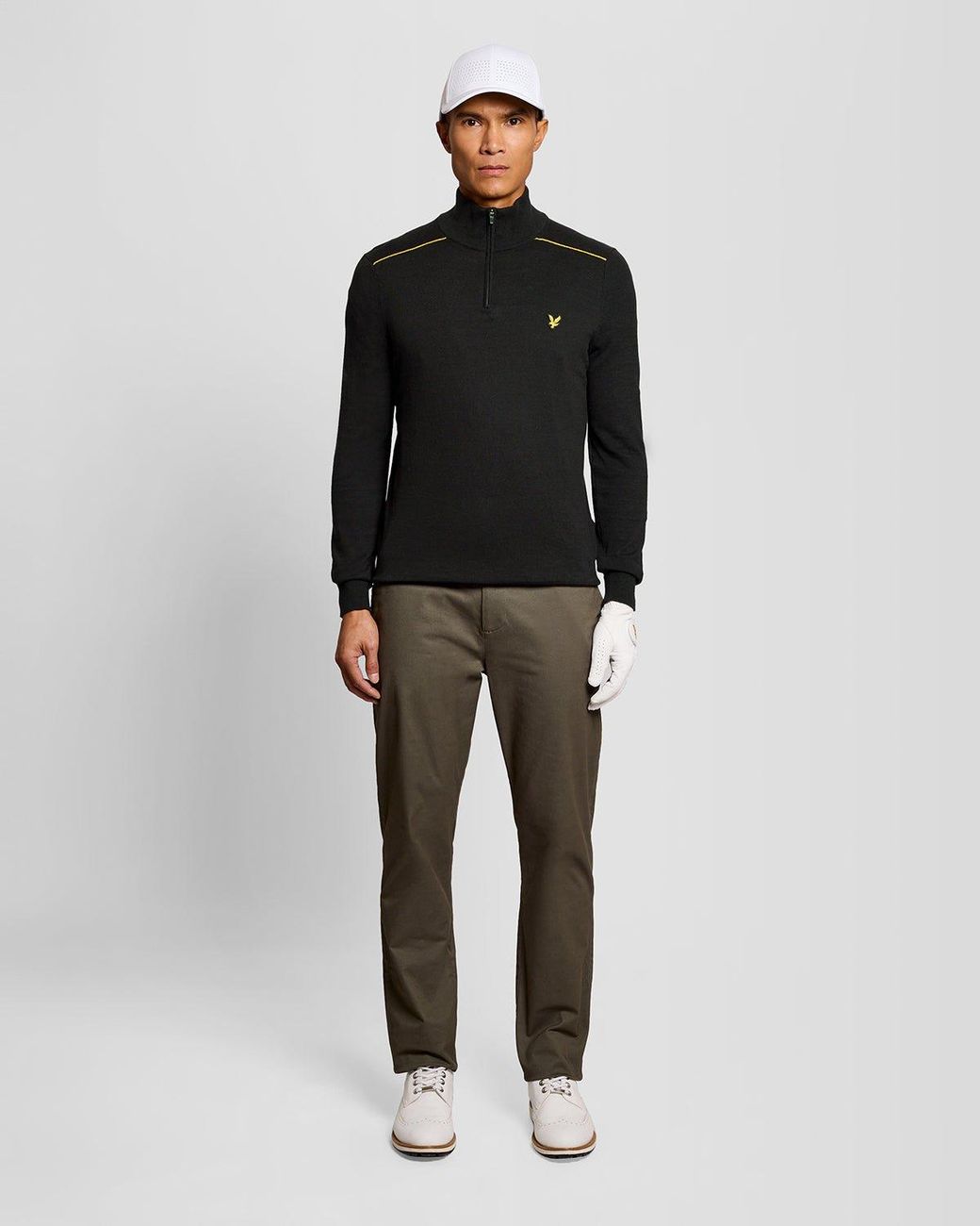 Lyle & Scott Black Cotton Tipped 1/4 Zip Jumper