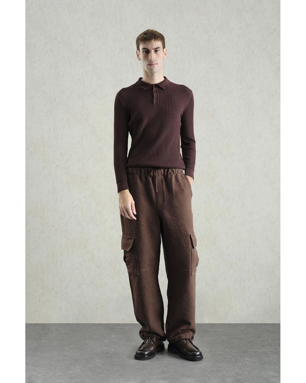 Giesto Brown Slim Fit Polo Neck T-Shirt for men