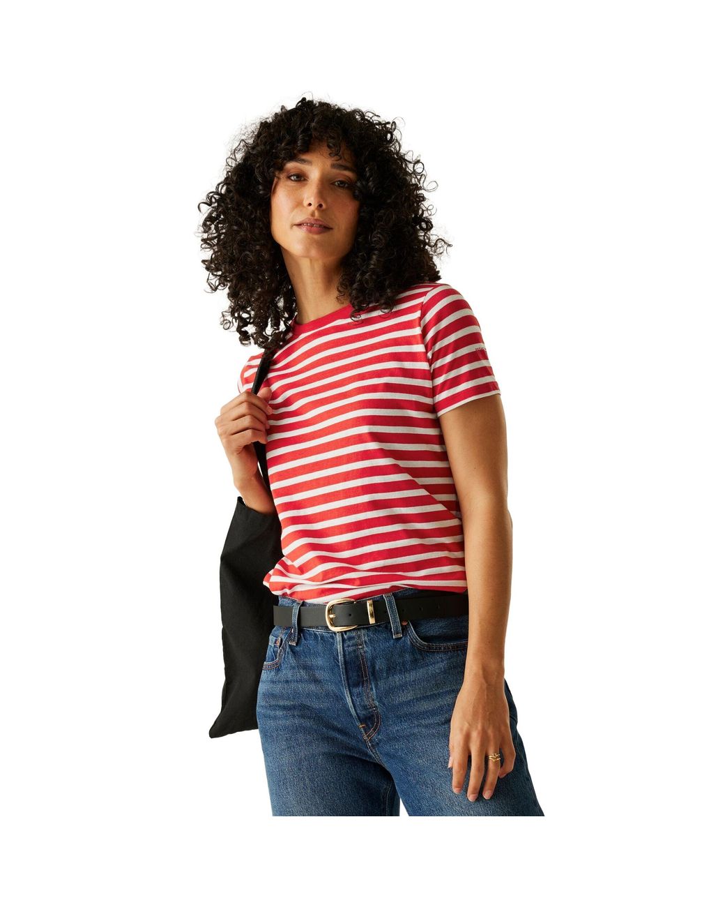 Regatta Bayletta Gestreept T-shirt (hoog Risico Rood/wit) in het Pink