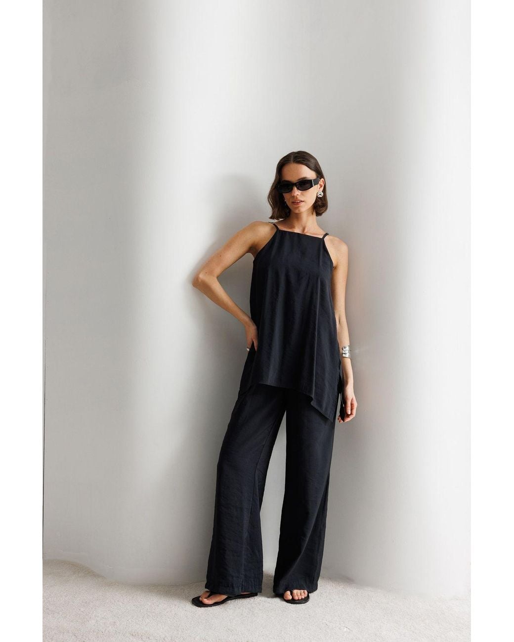 MixRay Blue Wide-Leg Halter Jumpsuit