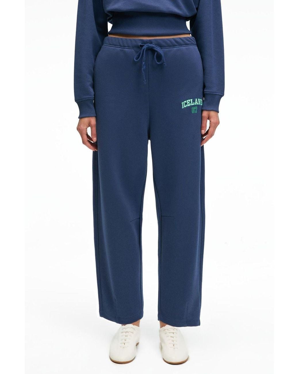 Grimelange Blue Printed Straight Leg Sweatpants