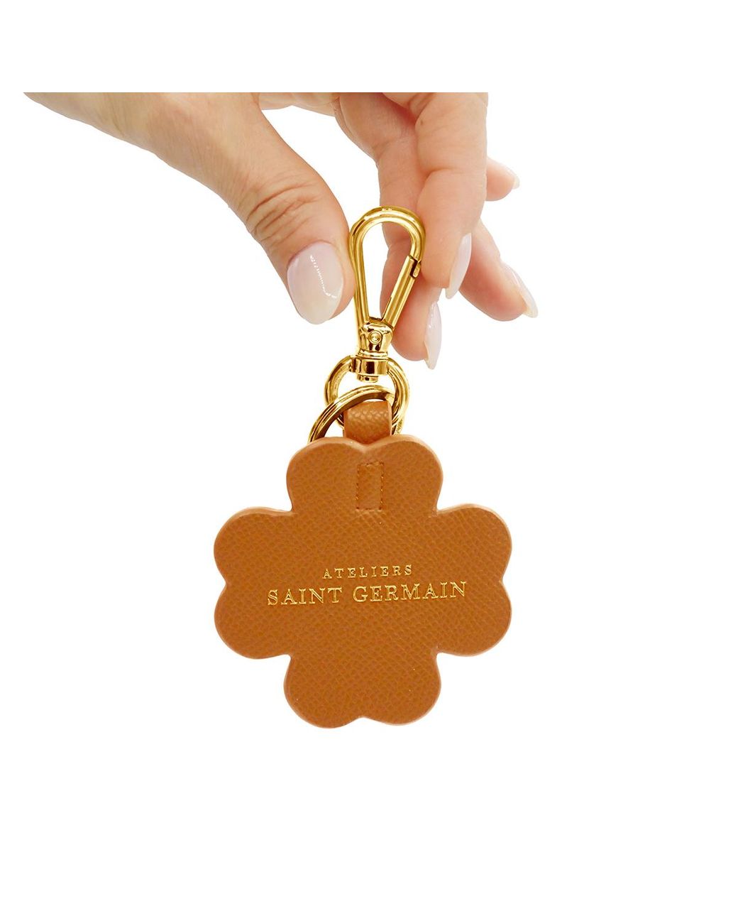 Ateliers Saint Germain Brown Key Ring Clover