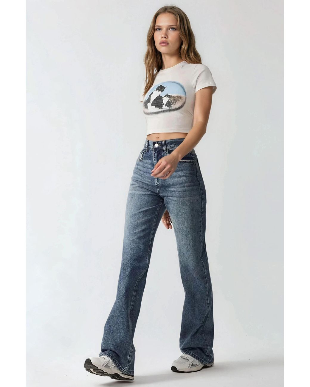 Hiccup Blue Normal Waist Straight Leg Denim Jeans