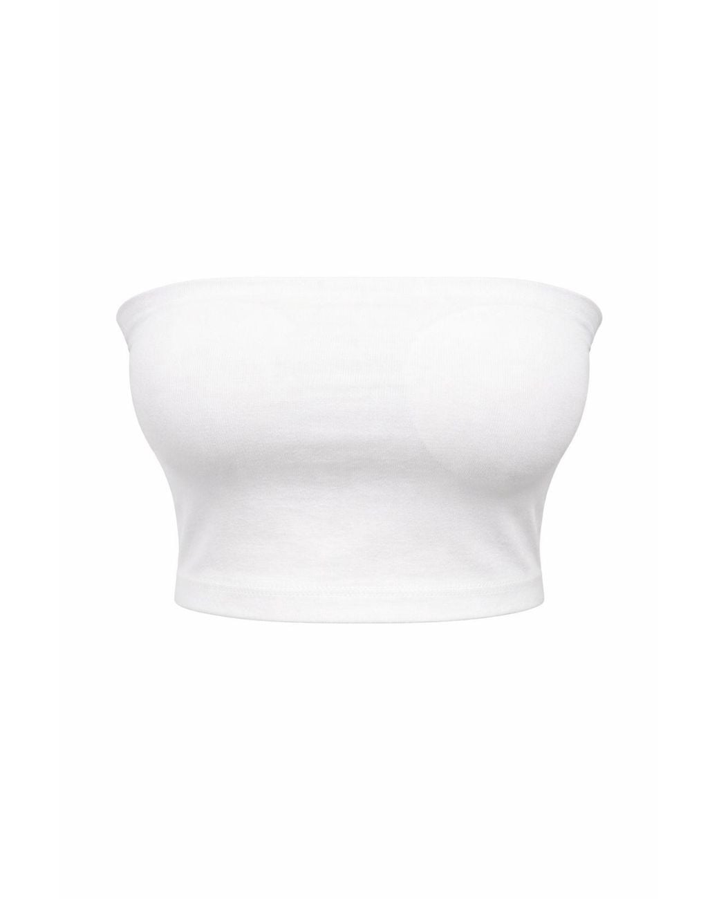MixRay White Strapless Crop Bandeau Blouse