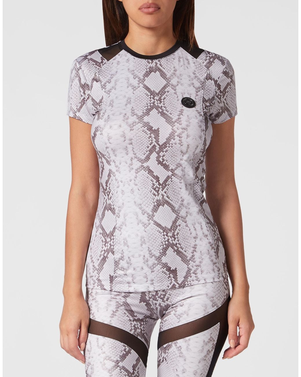 Philipp Plein Gray T-Shirt Python