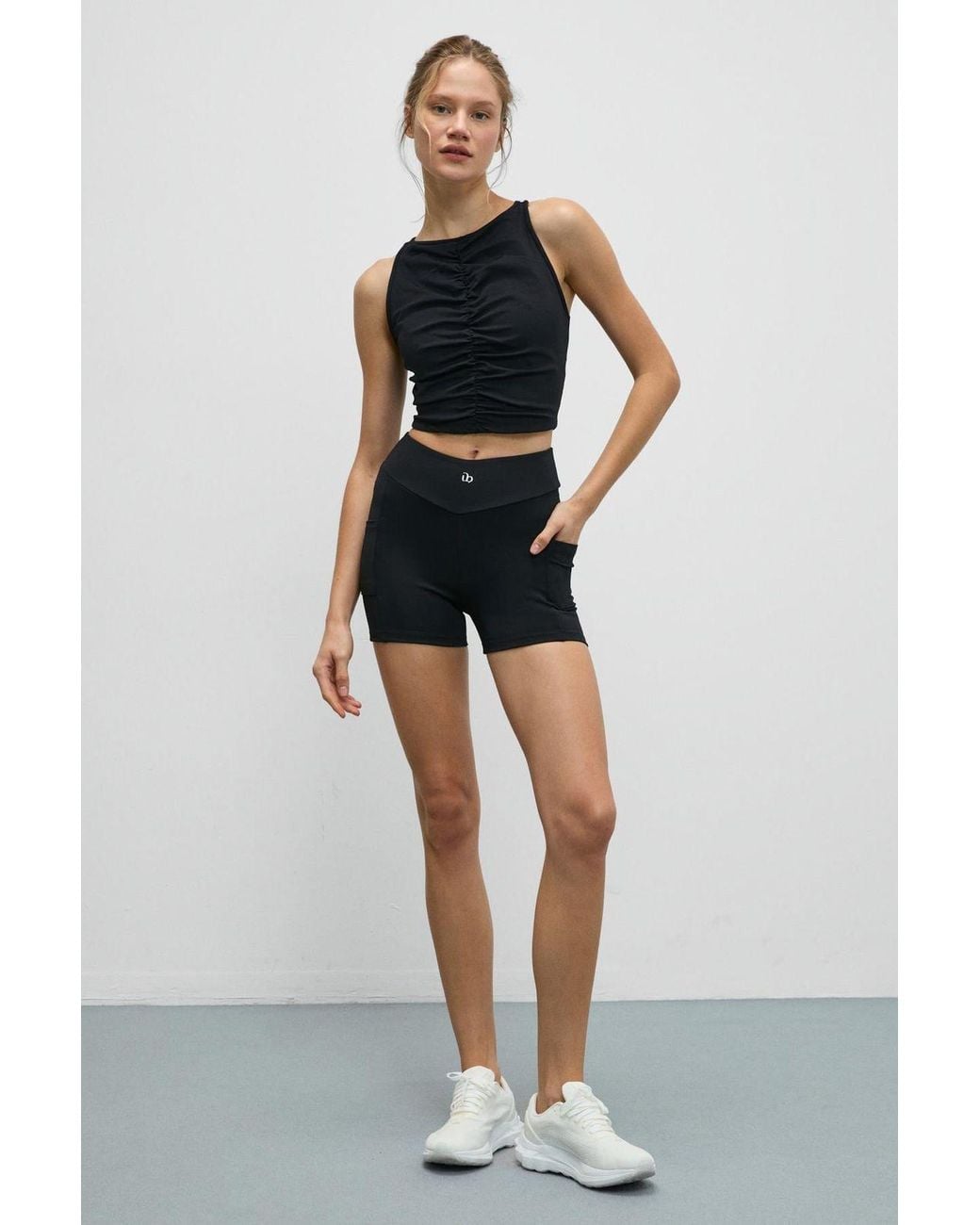 Grimelange Black High Waist Skinny Cycling Shorts