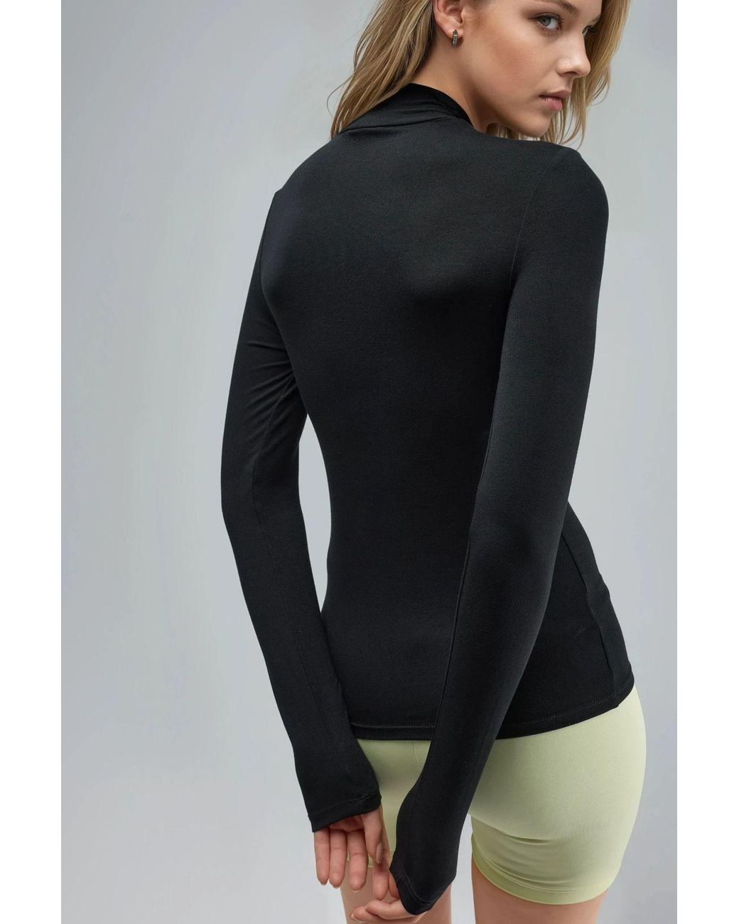 Busem Black Slim Fit Half Turtleneck Blouse