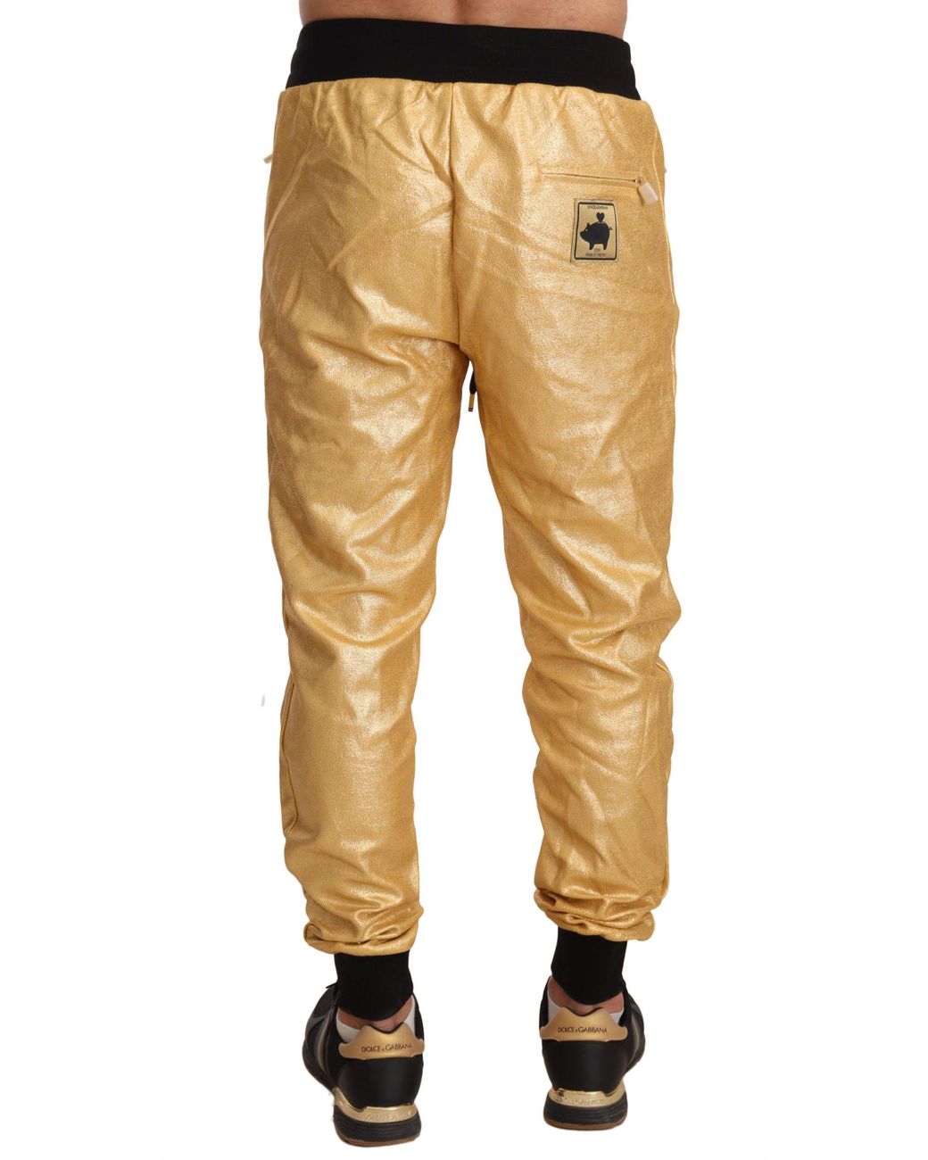 Dolce & Gabbana Dolce Gabbana Metallic Gouden Sweatpants Joggingbroek in het Black voor heren