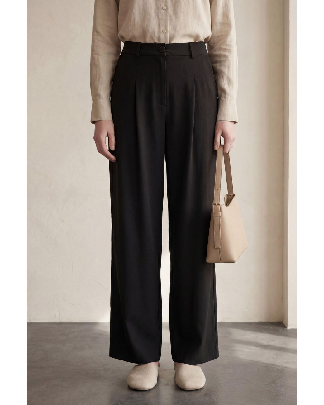 My Fashion Natural Comfort Pleated Straight Leg Trousers