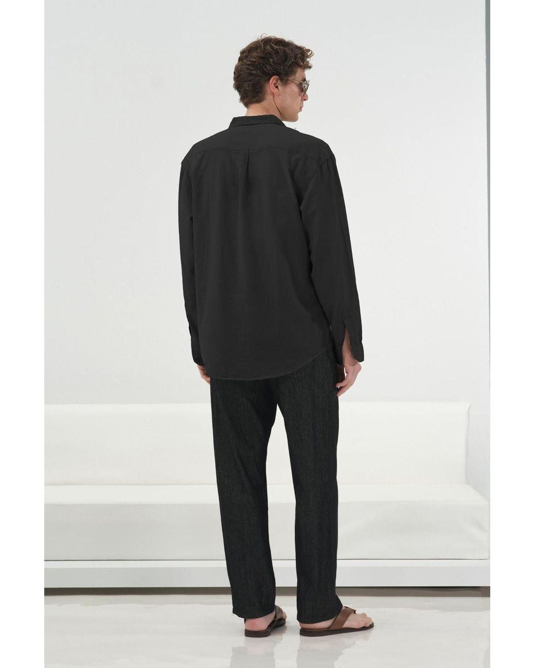 Giesto Black Long Sleeve Button-Up Shirt for men