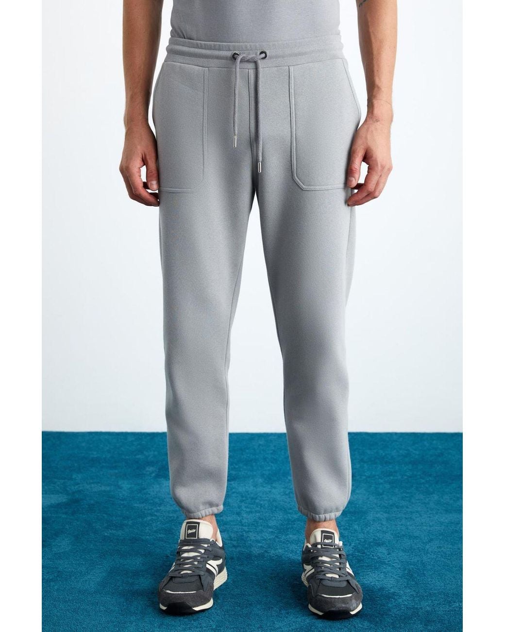 Grimelange Blue Drawstring Waist Pocket Joggers for men