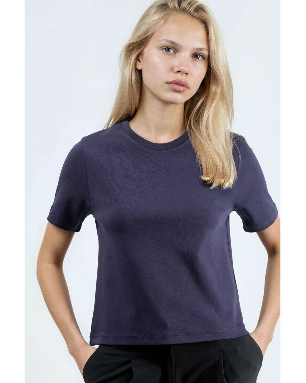 Busem Blue Crew Neck Cotton T-Shirt