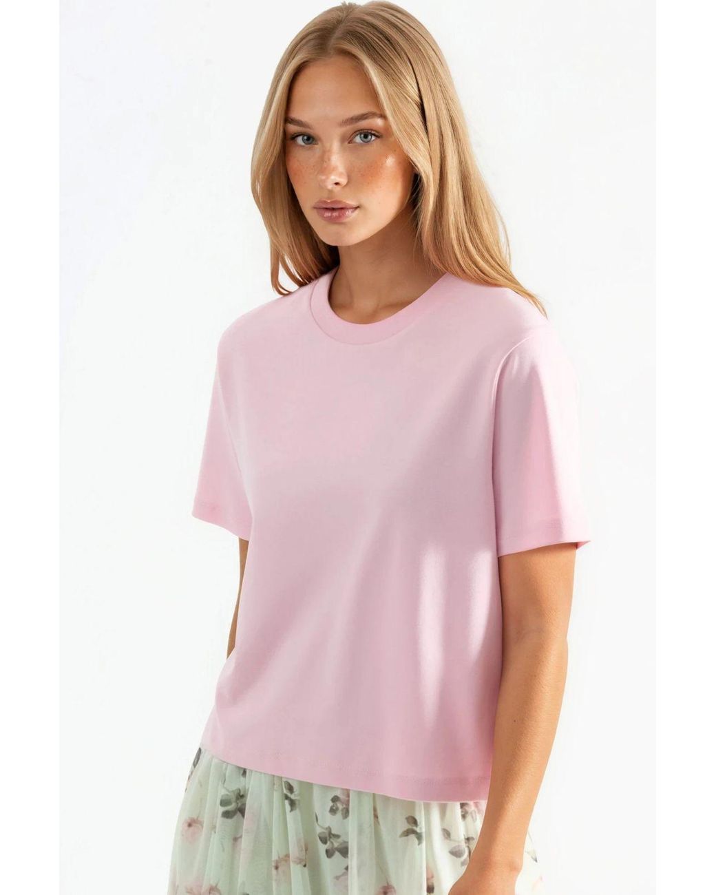 Busem Pink Crew Neck Cotton T-Shirt