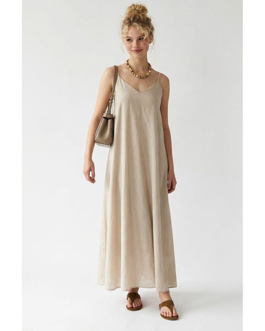 MixRay Natural Sleeveless A-Line Maxi Dress