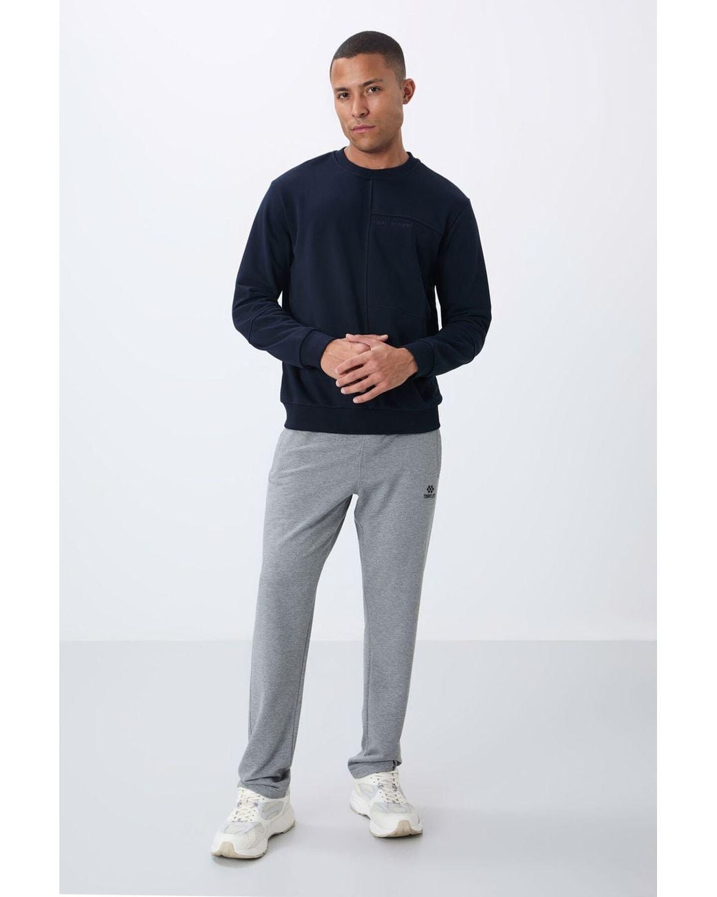 TOMMY LIFE Blue Solid Crew Neck Sweatshirt for men