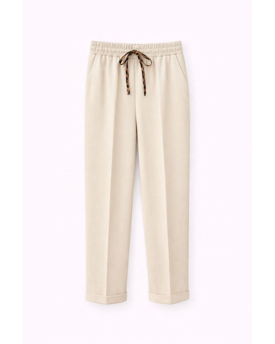 MixRay Natural Elastic Waist Cigarette Leg Pants