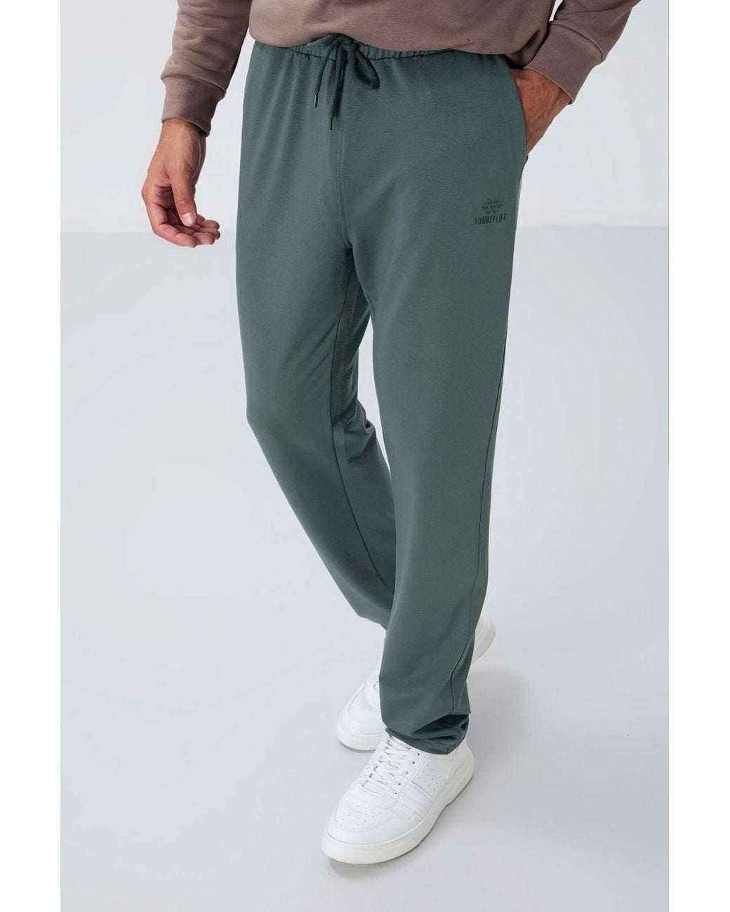TOMMY LIFE Green Regular-Fit Cotton Blend Sweatpants for men