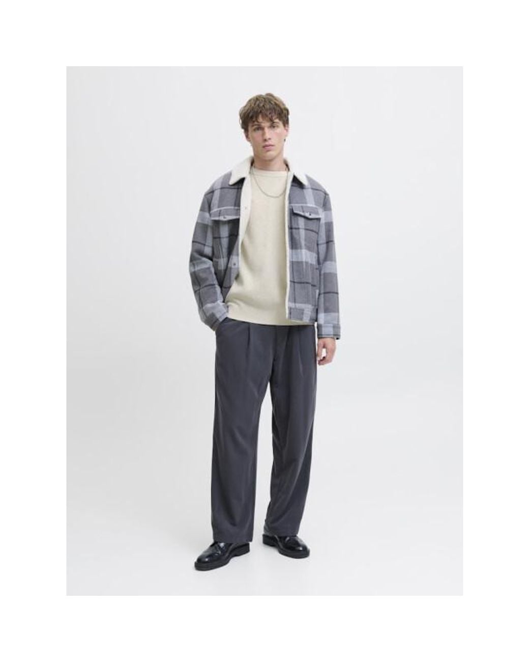 Jack & Jones Jprblamilano Stitch Knit Crew Neck Sn Dessin in het Gray voor heren