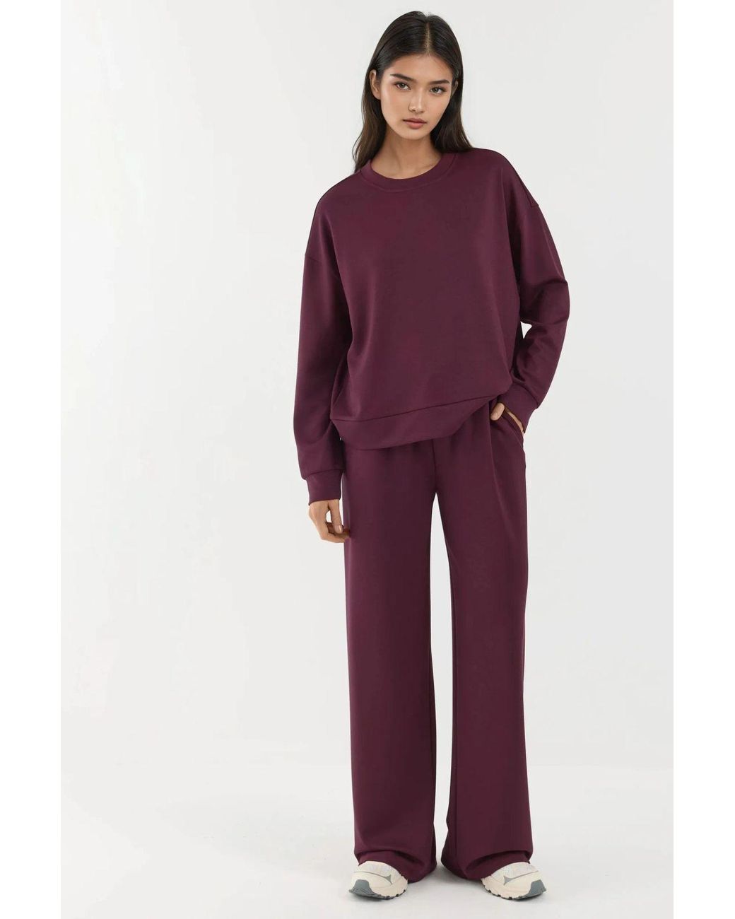 Hiccup Red Soft Modal Touch Wide Leg Sweatpants