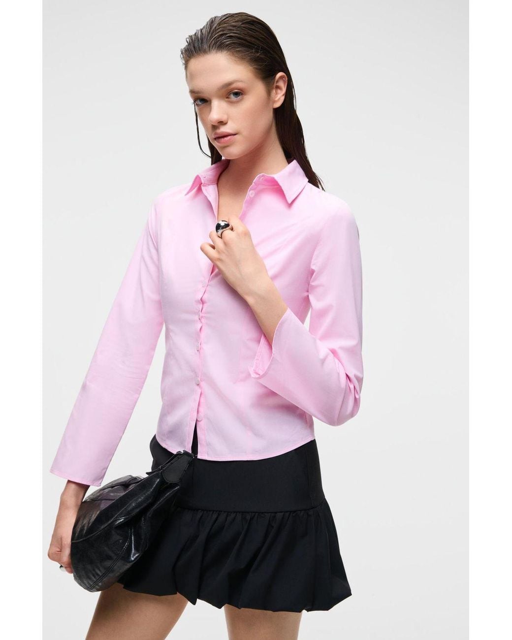 Grimelange Pink Slim Fit Long Sleeve Shirt
