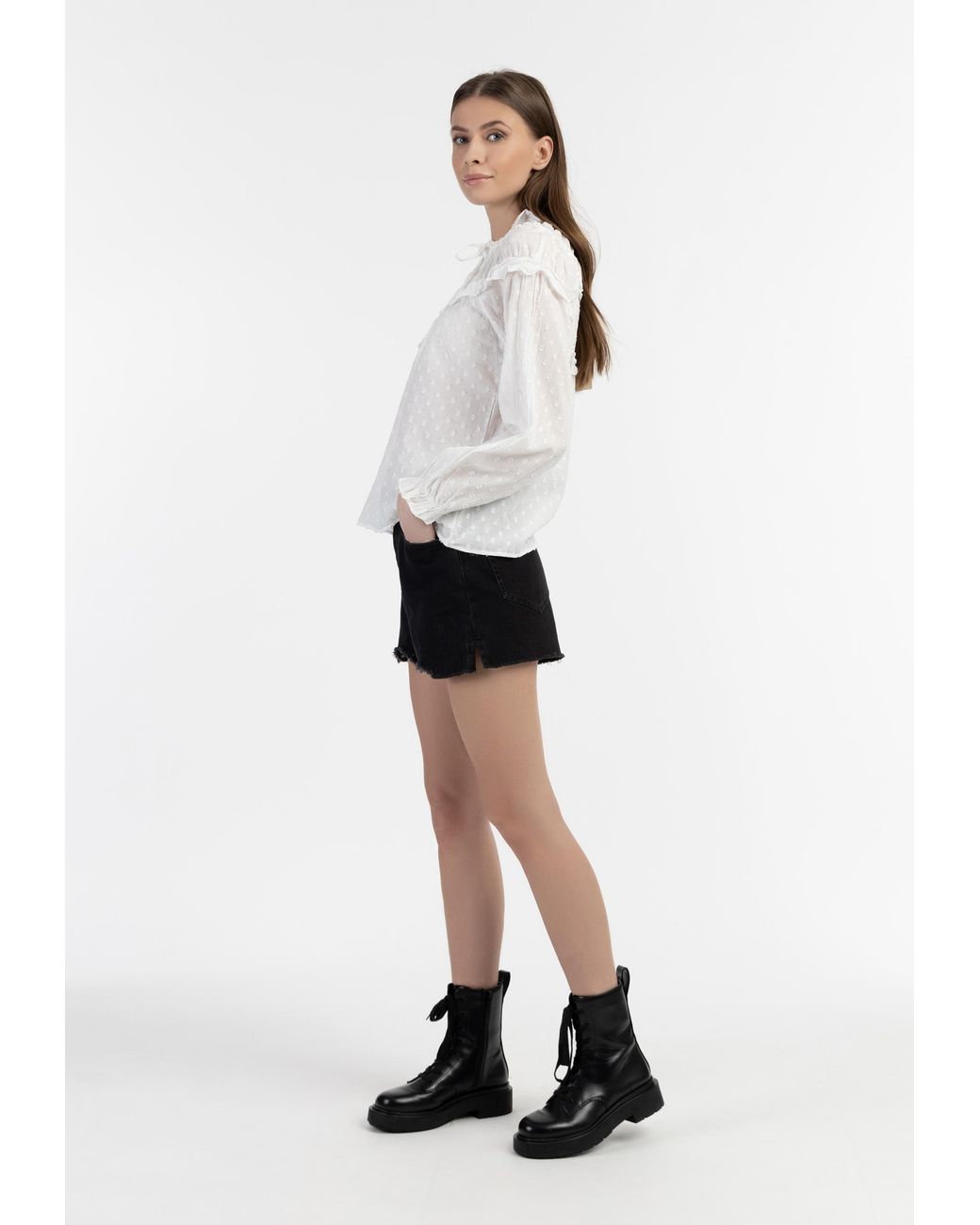 Dreimaster Blouse Dames Wolwit in het White