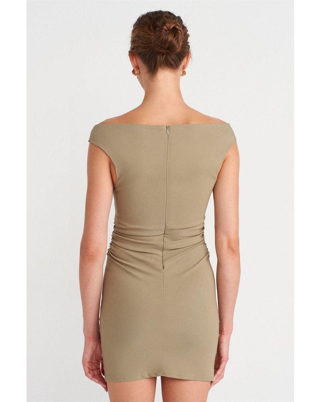 Dilvin Bodycon Mini Bardot Jurk in het Multicolor