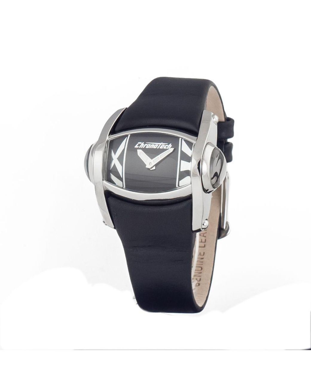 Chronotech Blue Black Leather Watch