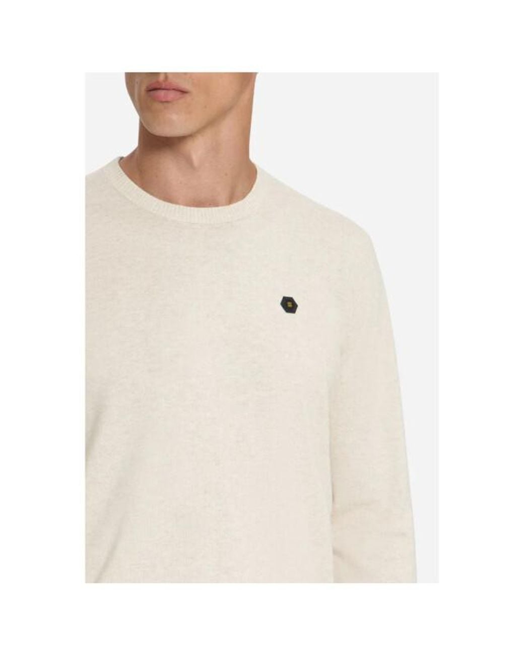 No Excess Pullover Crewneck Melange Stone in het Natural voor heren