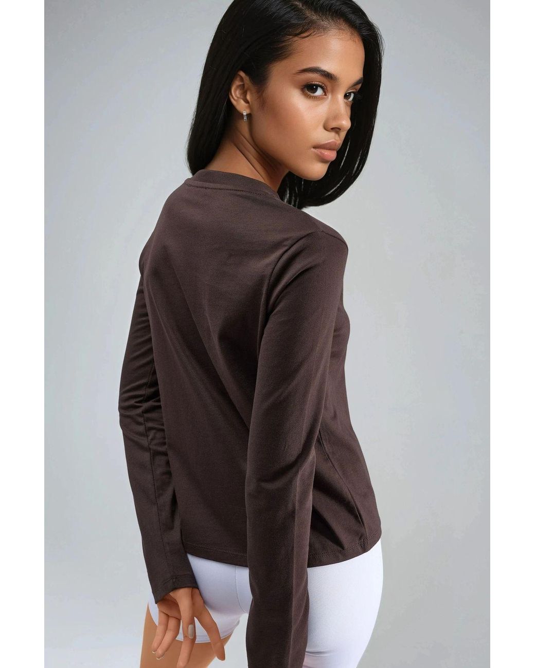 Busem Black Long Sleeve Crew Neck Basic Blouse