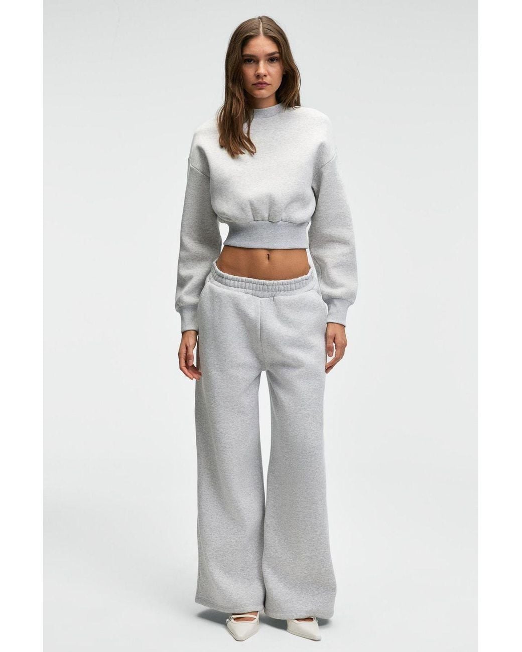 Grimelange Gray Oversized Wide Leg Joggers