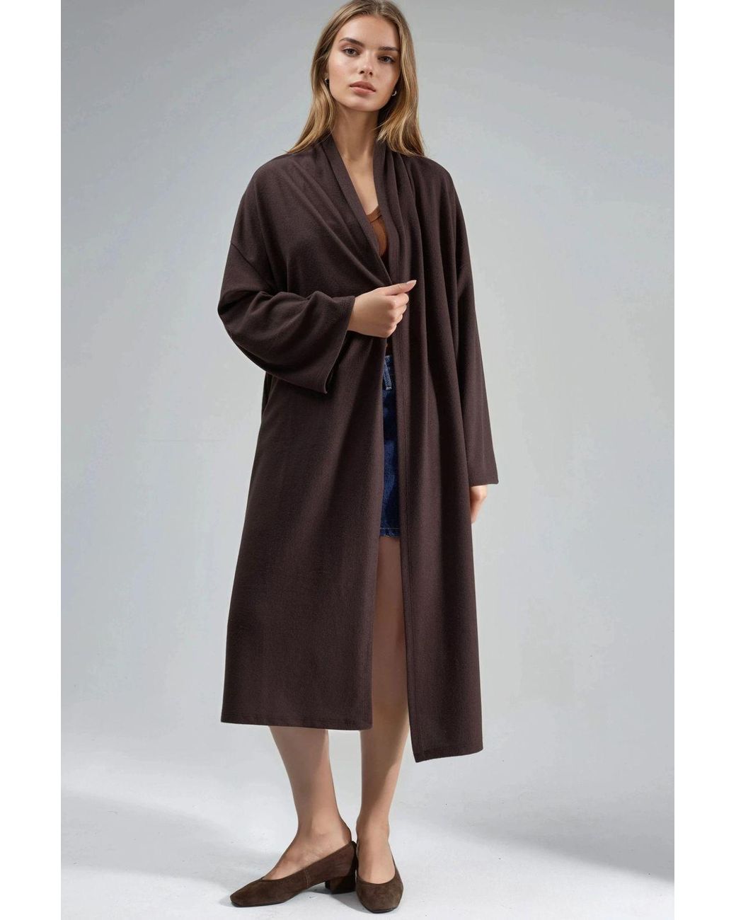 Busem Brown Pull-On Long Fit Cardigan