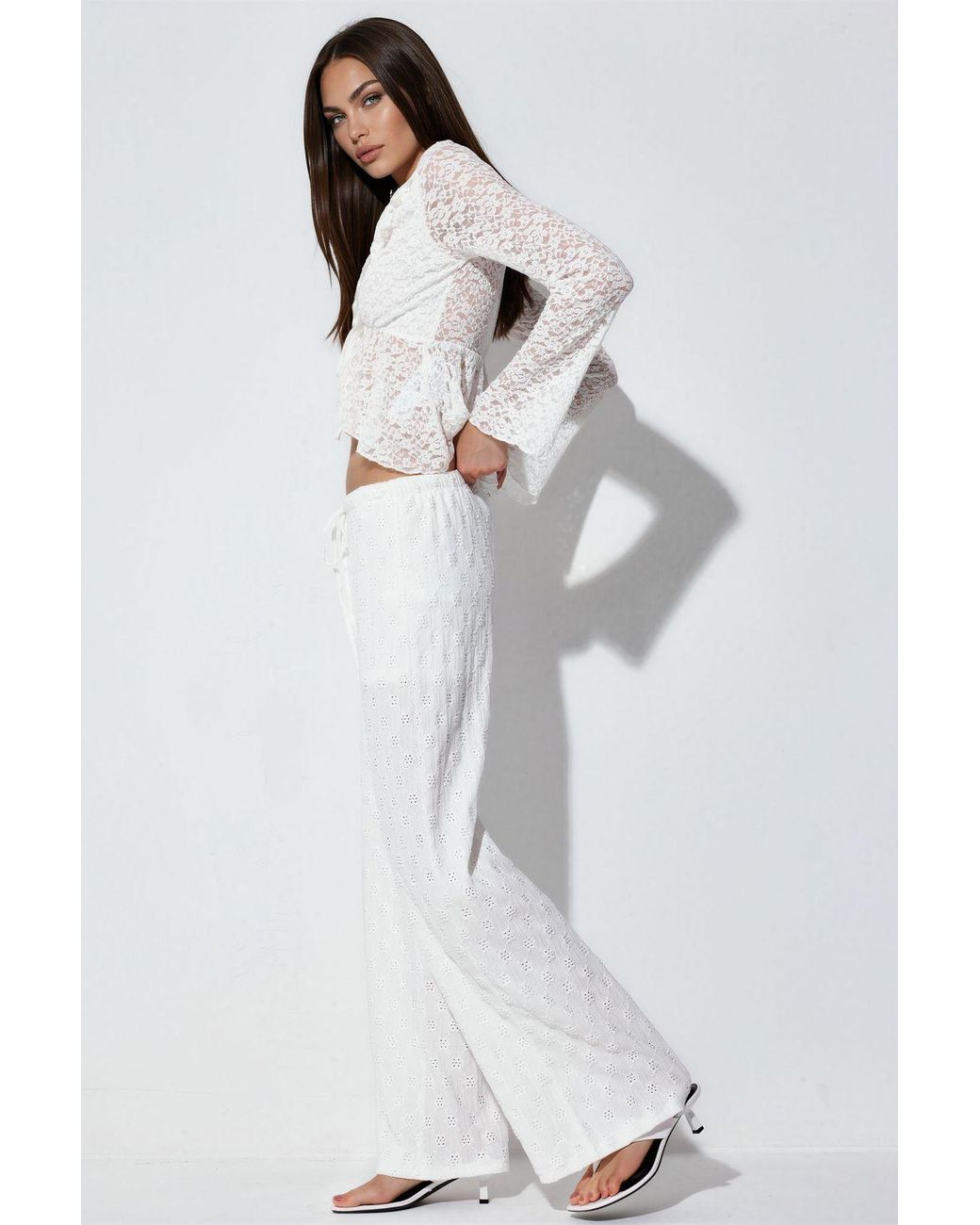 Busem White Cotton Straight-Leg Trousers
