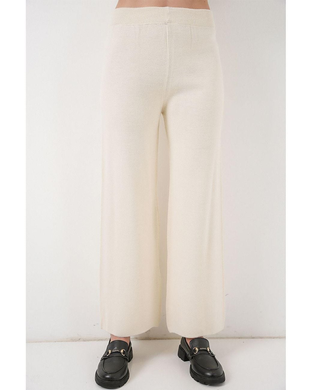 Bigdart Natural V-Neck Cardigan And Wide Leg Pants Set