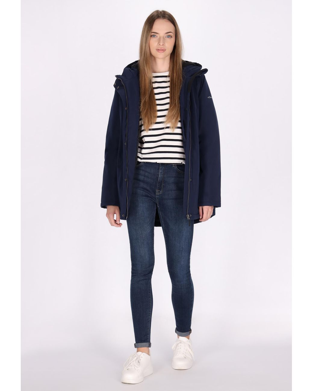 Dreimaster Winterjas Donker Marine in het Blue