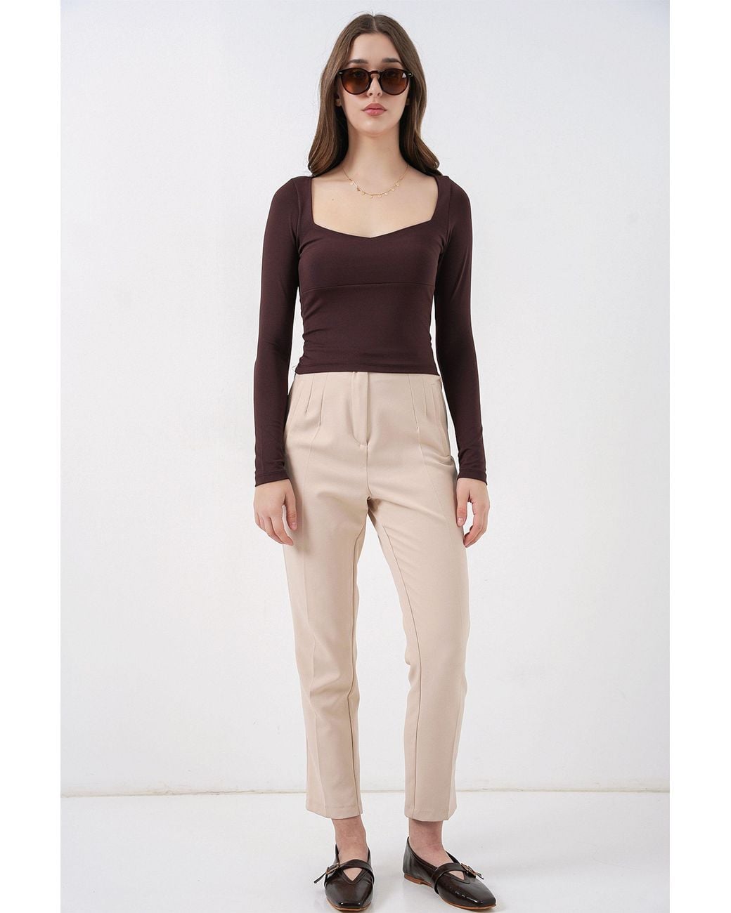 Bigdart Multicolor Long Sleeve Fitted Blouse With Heart Collar