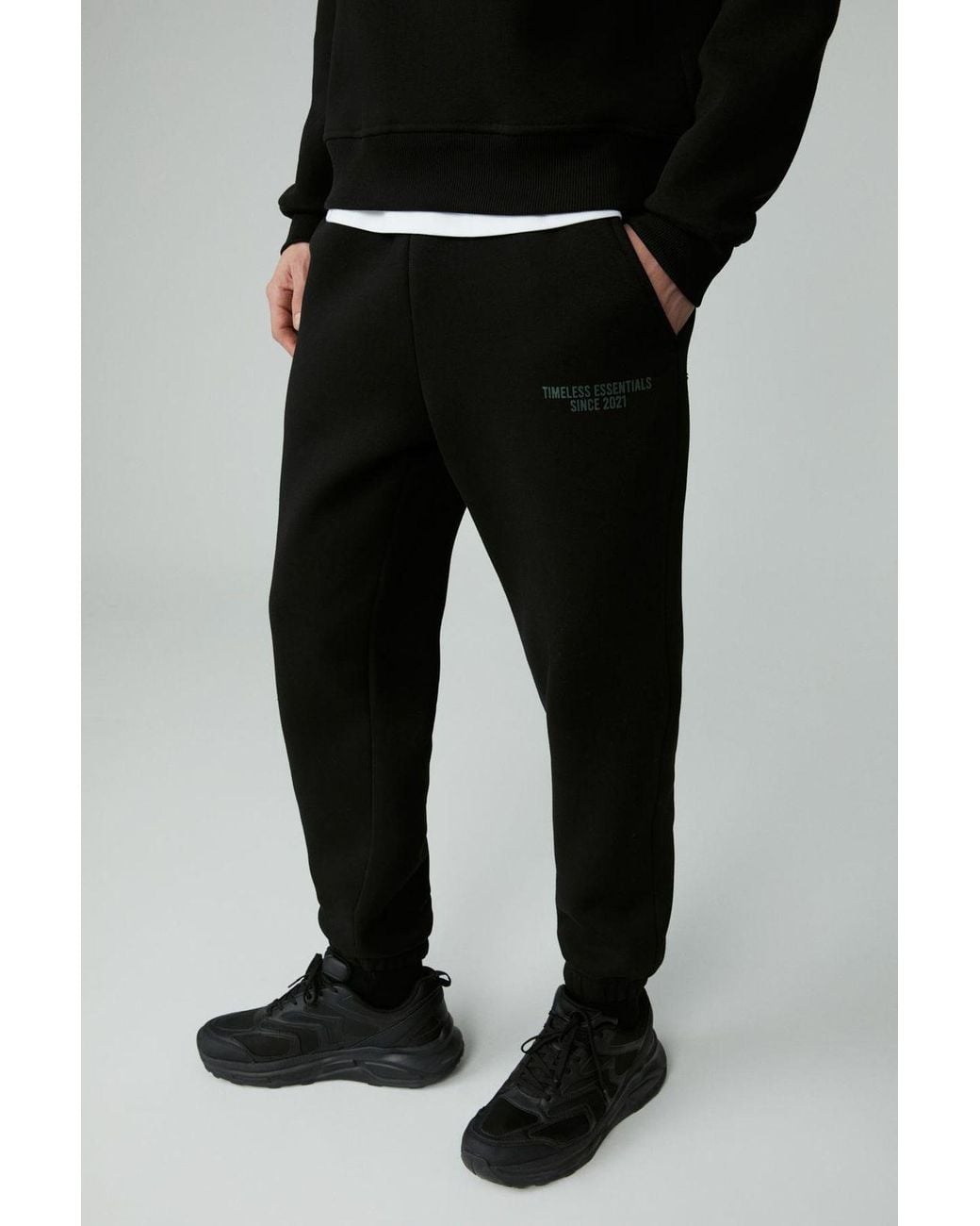 Grimelange Elastische Joggingbroek Met Tekstprint in het Black voor heren