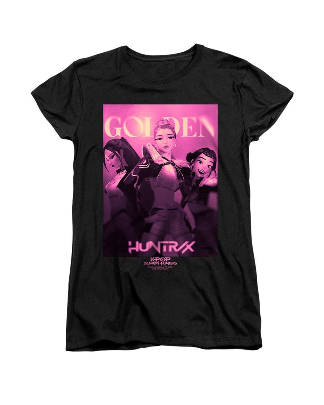 K-Pop Demon Hunters Black Ladies Huntrix Golden Poster Fitted T-Shirt