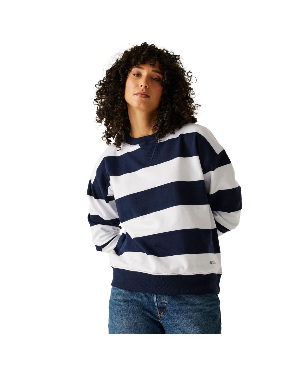 Regatta Avika Ii Stripe Crew Neck Trui (Marine, Wit) in het Blue